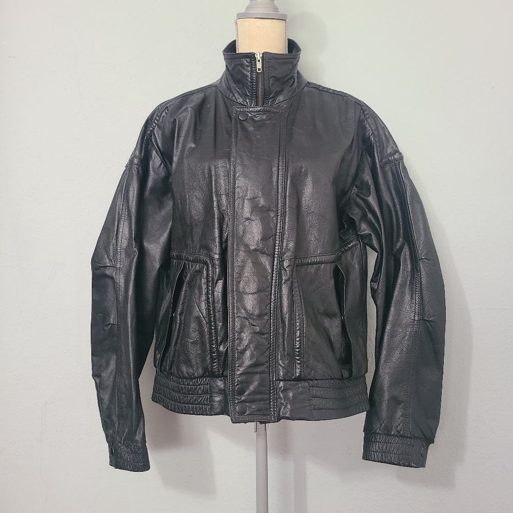 Wilson's Motorcycle Men's Black Vintage Leather Jacket Size 42